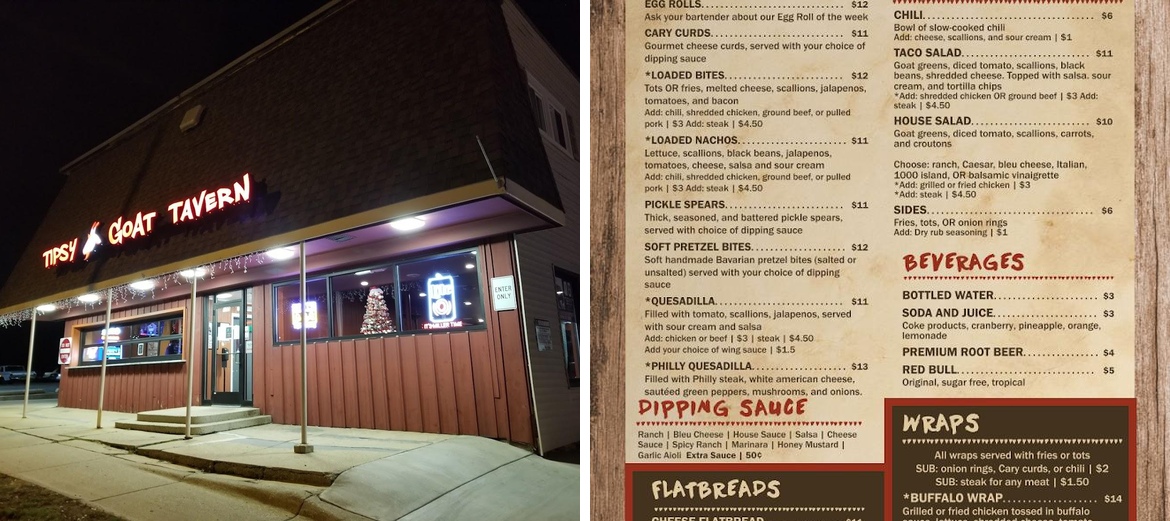 Tipsy Goat Tavern Menu